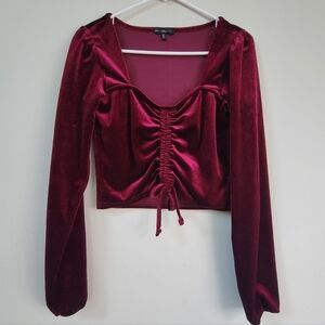 Ever After Velvet Peasant Crop Top Women's Size M Milkmaid Fairy Whimsigoth